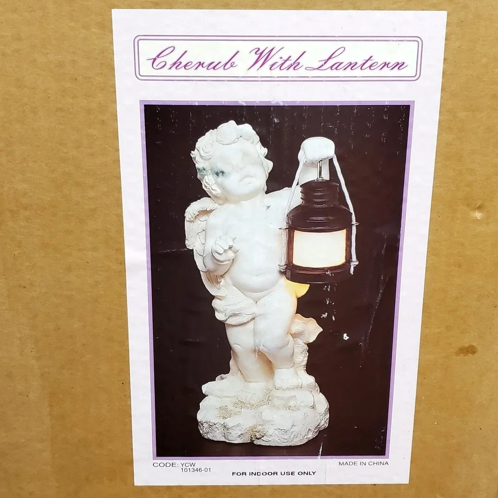 Cherub/Angel With Lantern Statue ● Religious  ●‎ Indoor Use Only ● BEAUTIFUL